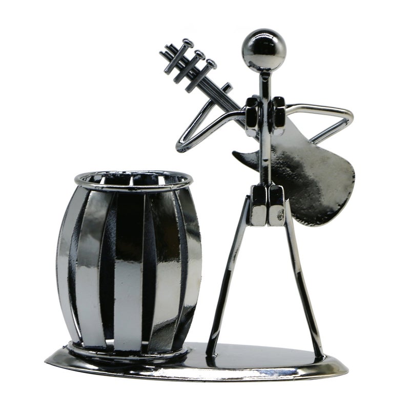 LepoHome Pen Holder for Desk, Guitar Style Pencil Holder for Men Gifts, Cute Metal Pen Cup for Office Decor Desktop Organizer Desk Accessories - Image 4